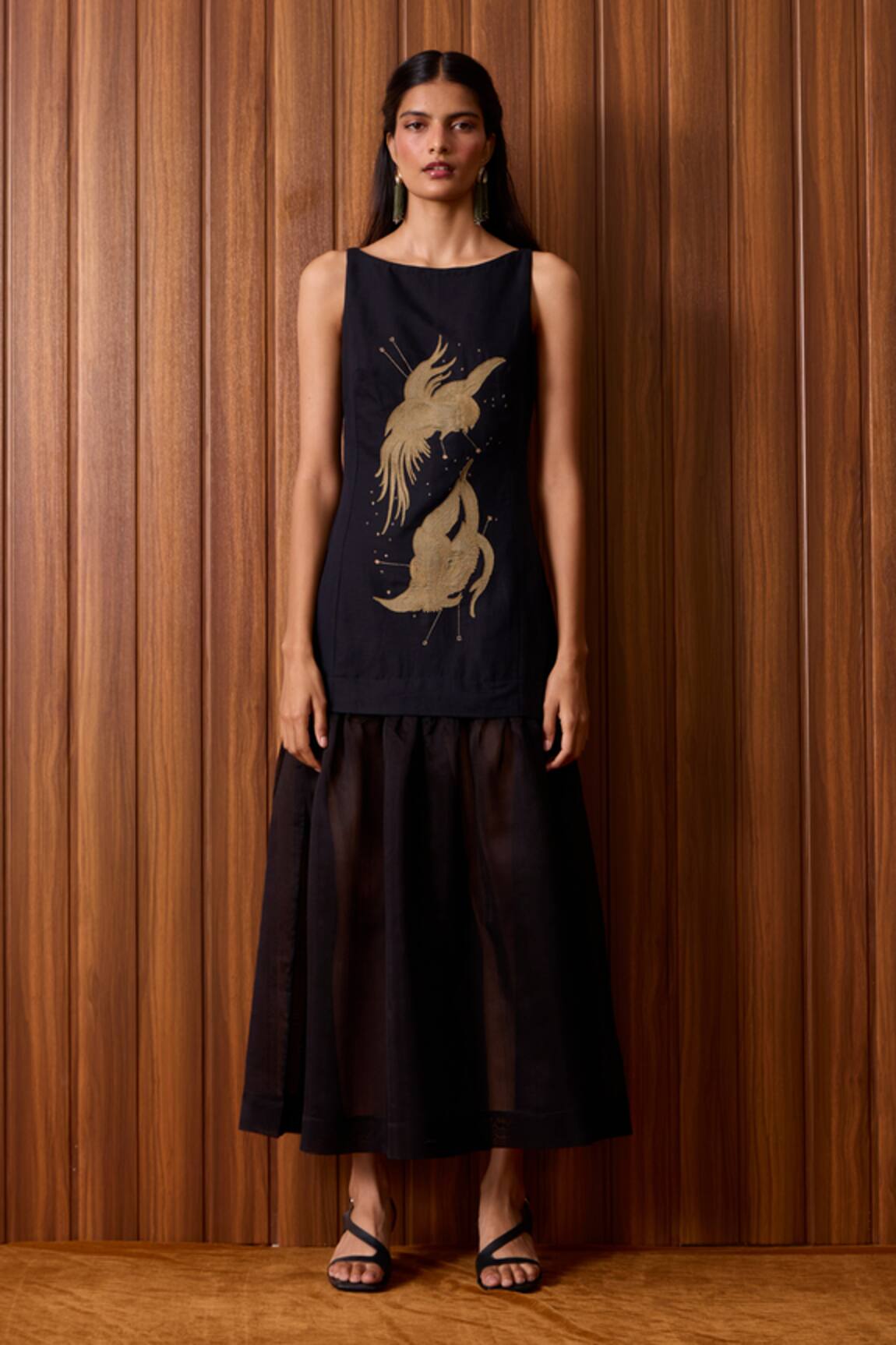 The Summer House Astra Black Embroidered Maxi Dress 