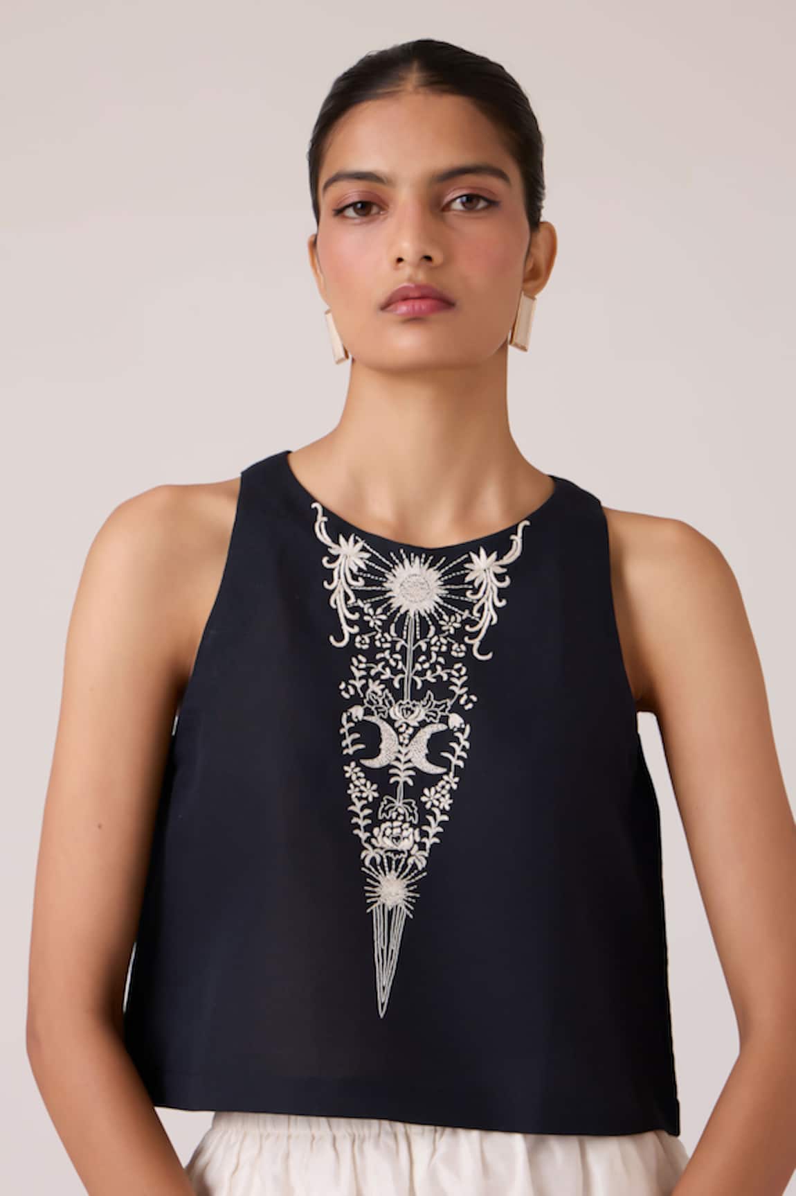 The Summer House Evora Black Embroidered Top 