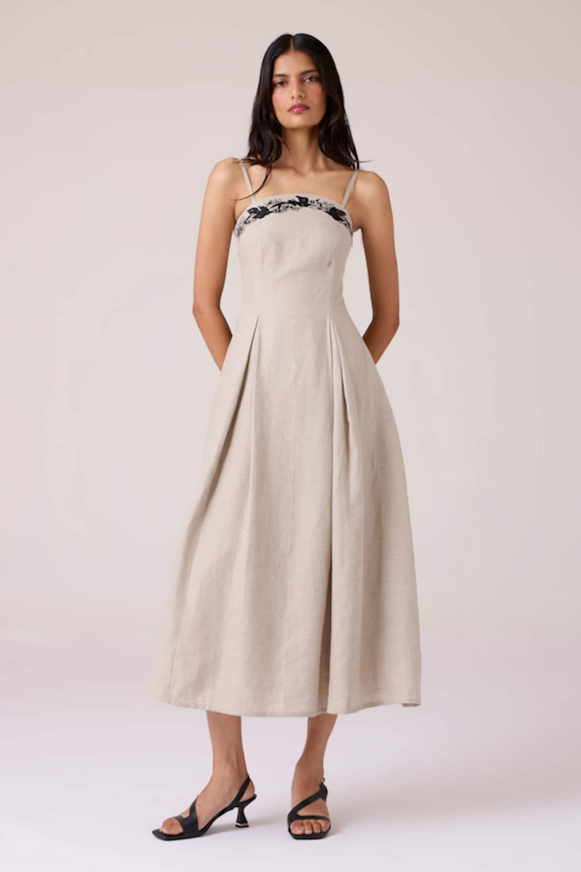 The Summer House Suhjan Beige Linen Dress 