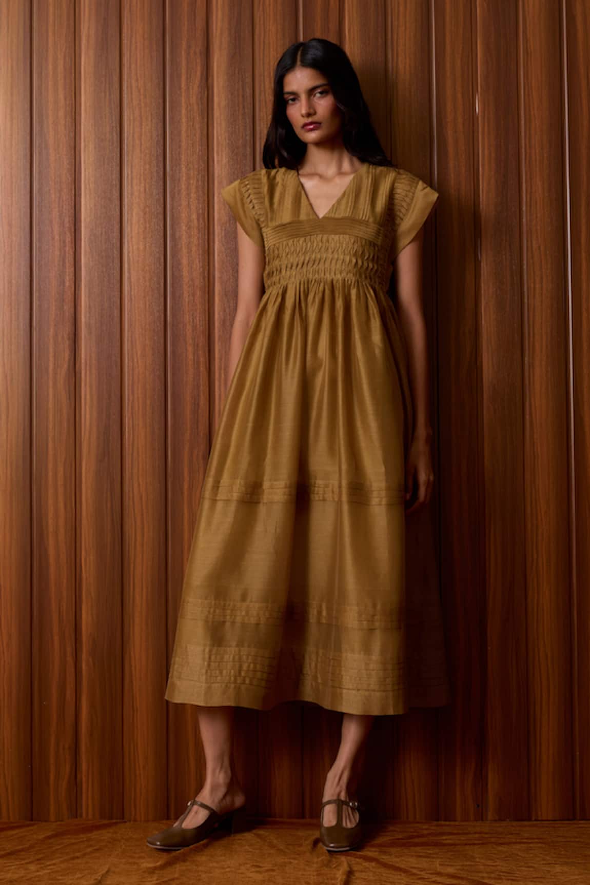 The Summer House Aelia Yellow Handwoven Dress 