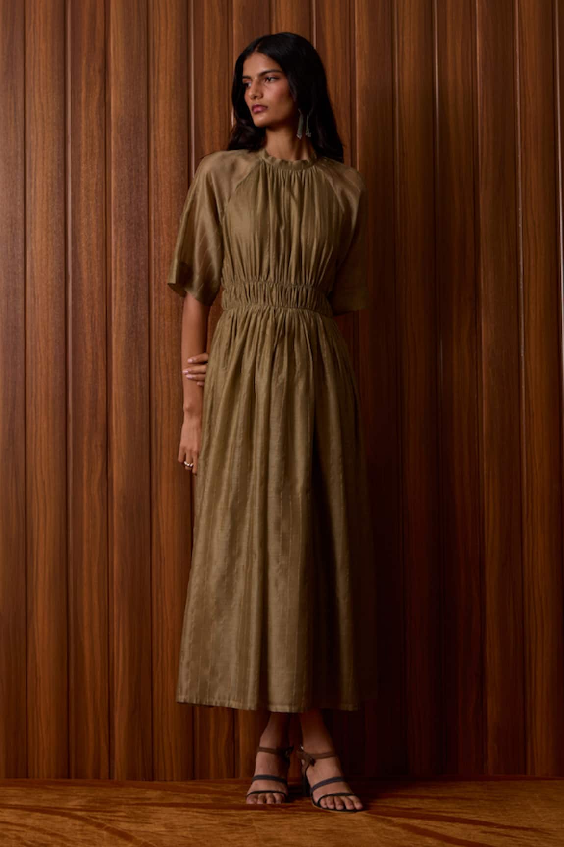 The Summer House Arha Olive Handwoven Dress 
