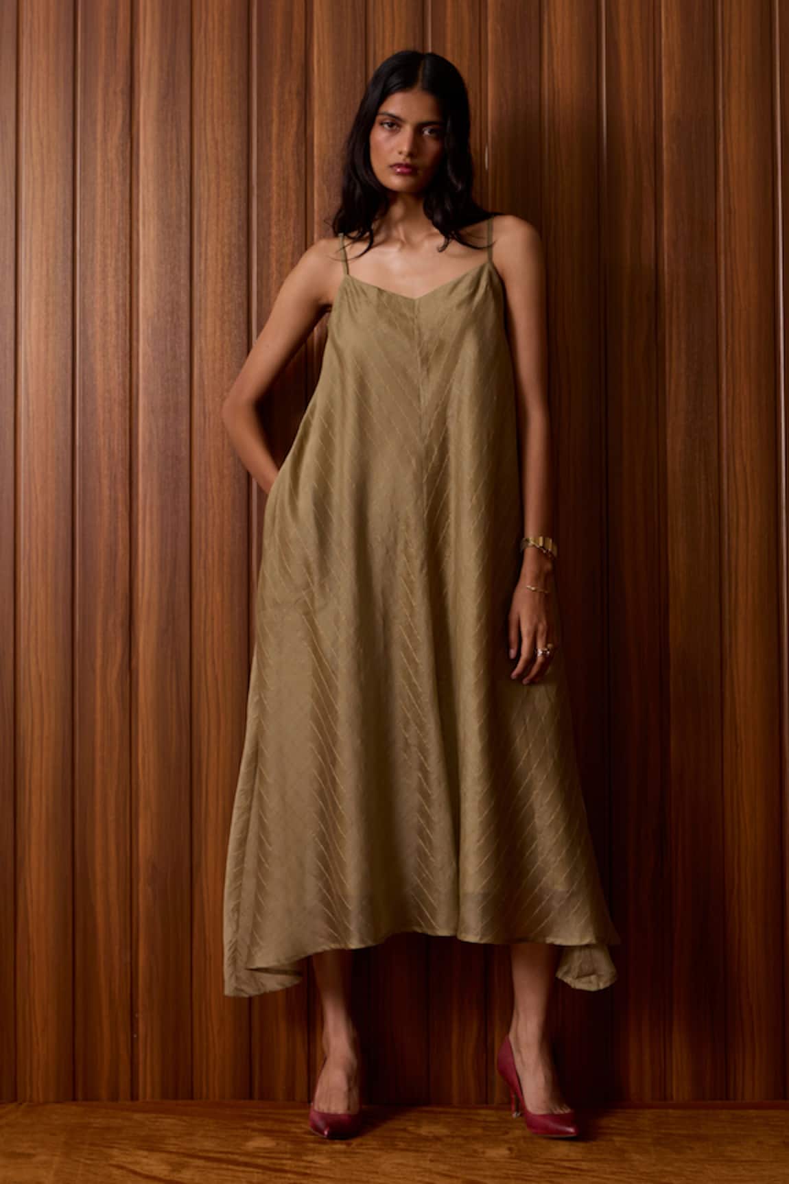 The Summer House Jane Olive Handwoven Dress 
