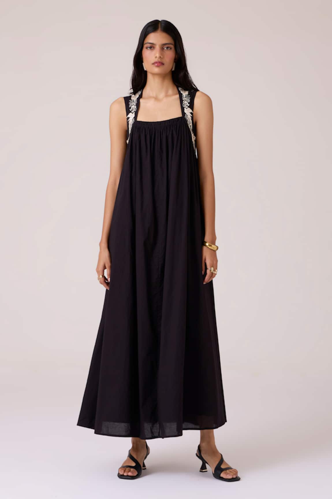 The Summer House Themis Black Embroidered Dress 