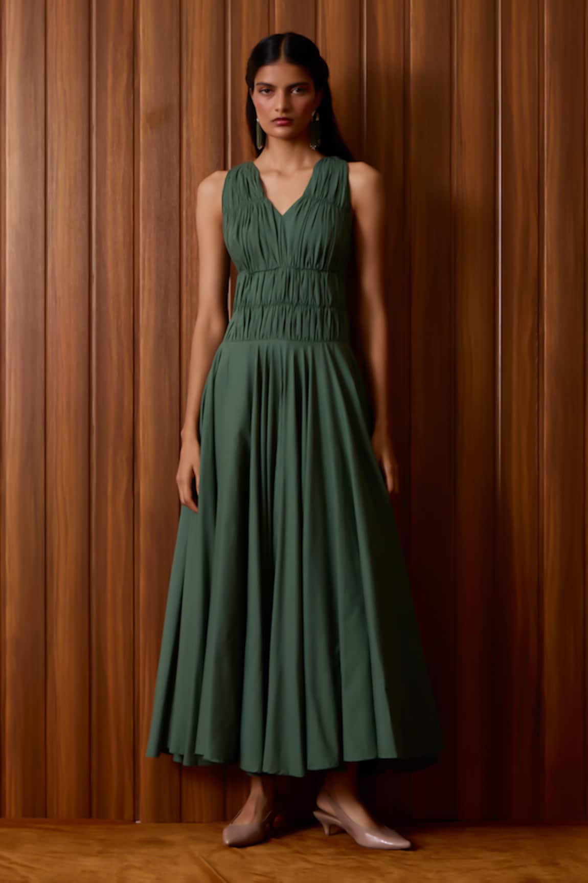 The Summer House Rhea Green Halter Dress 