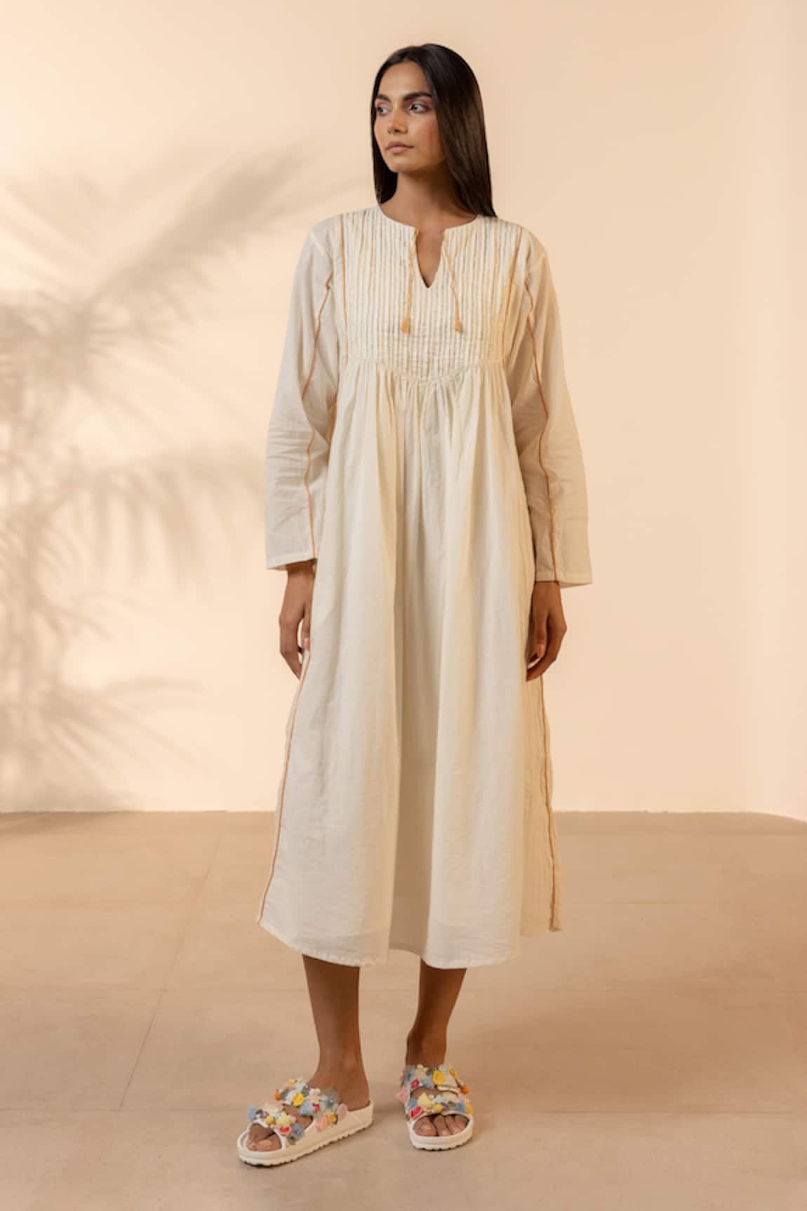OurDve Sunpetal Gathered Cotton Dress