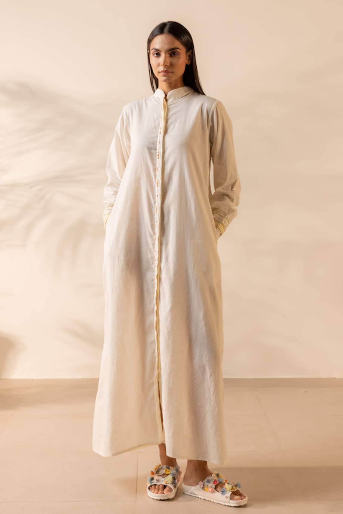 OurDve Whimsy Embroidered Smocked Cotton Dress