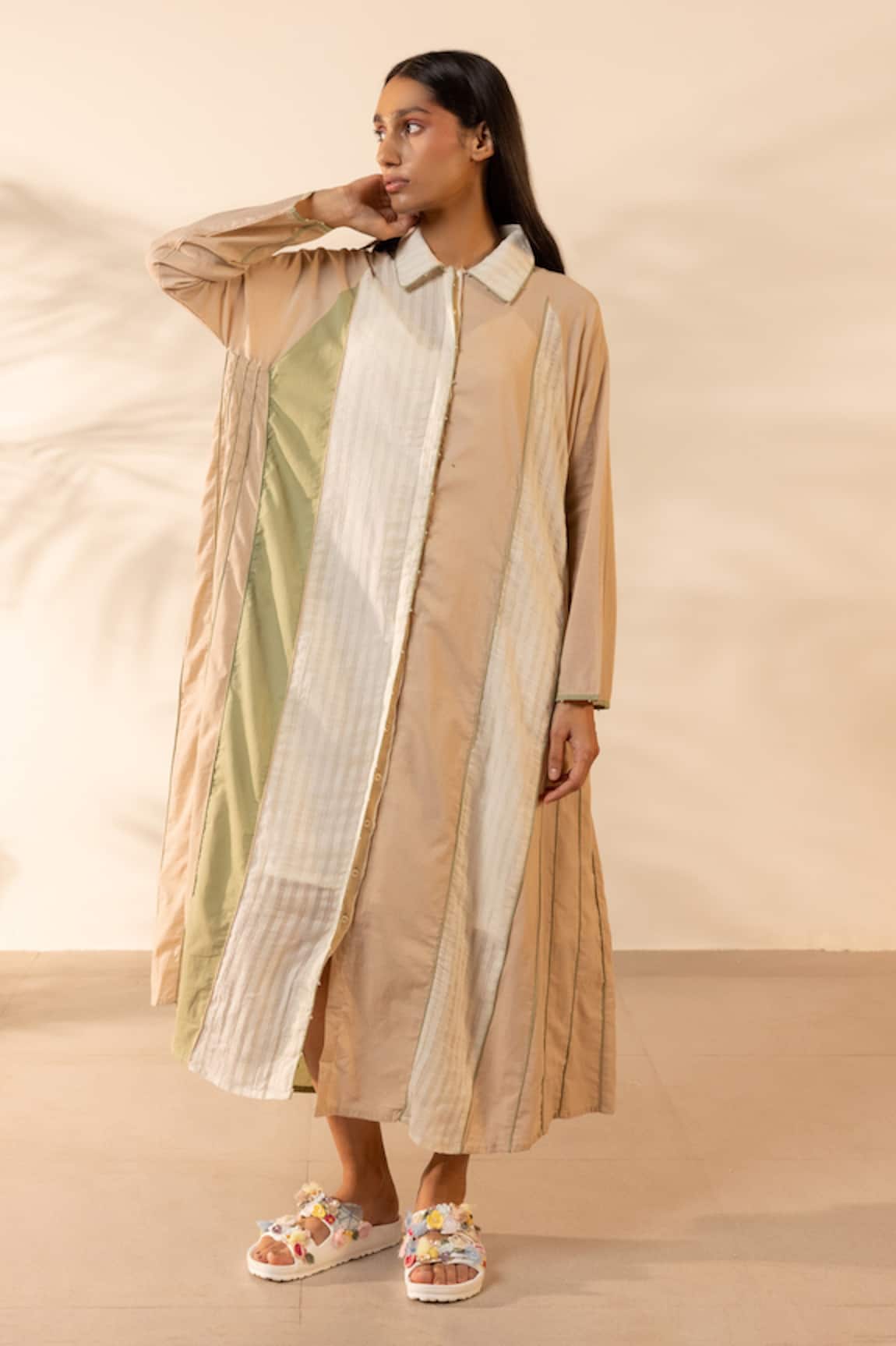 OurDve Mango Panelled Shirt Dress