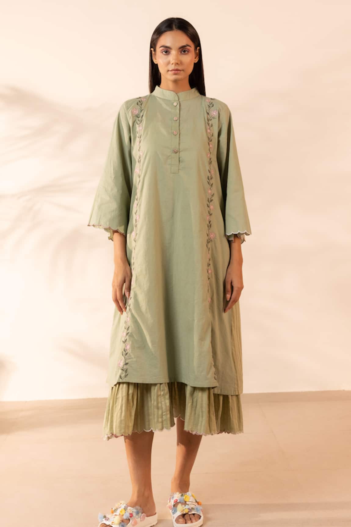 OurDve Bloomberry Embroidered Cotton Kurta