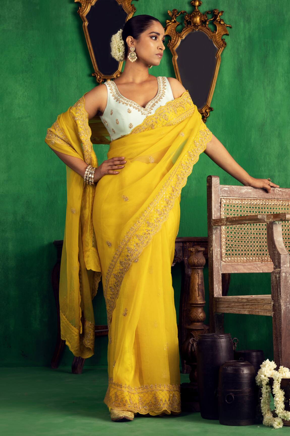 Jigar Mali Chanderi Embroidered Saree 