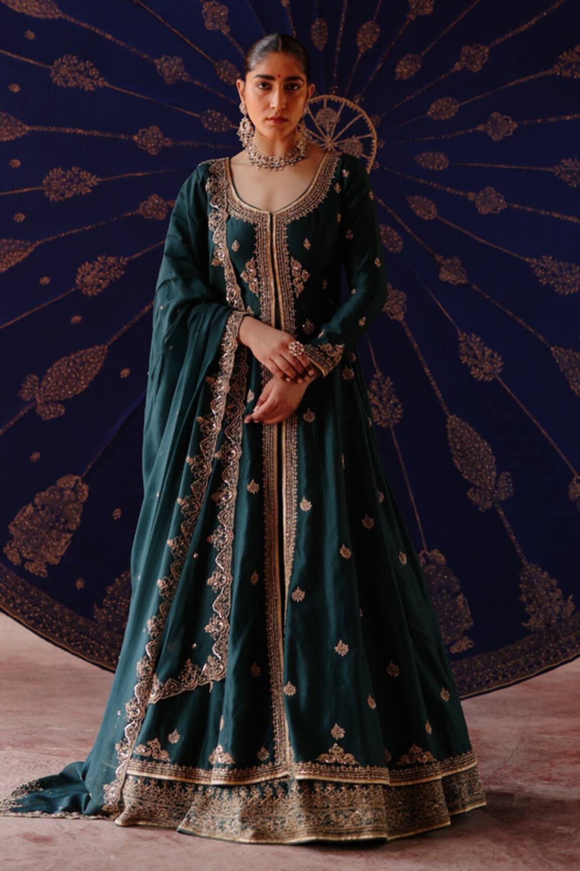 Jigar Mali Embroidered Jacket Lehenga & Dupatta Set 