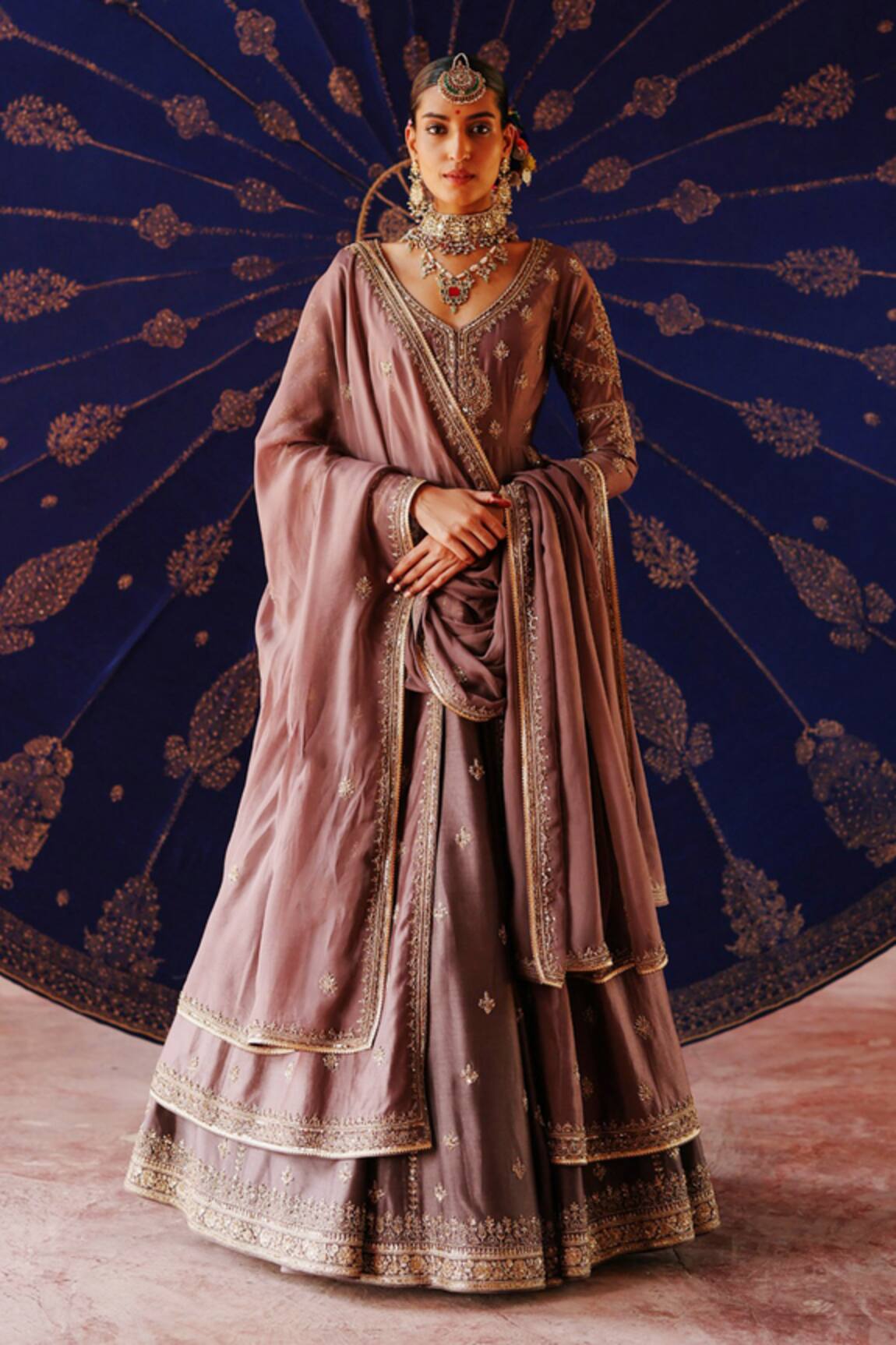 Jigar Mali Embroidered Jacket Lehenga Set With Dupatta 