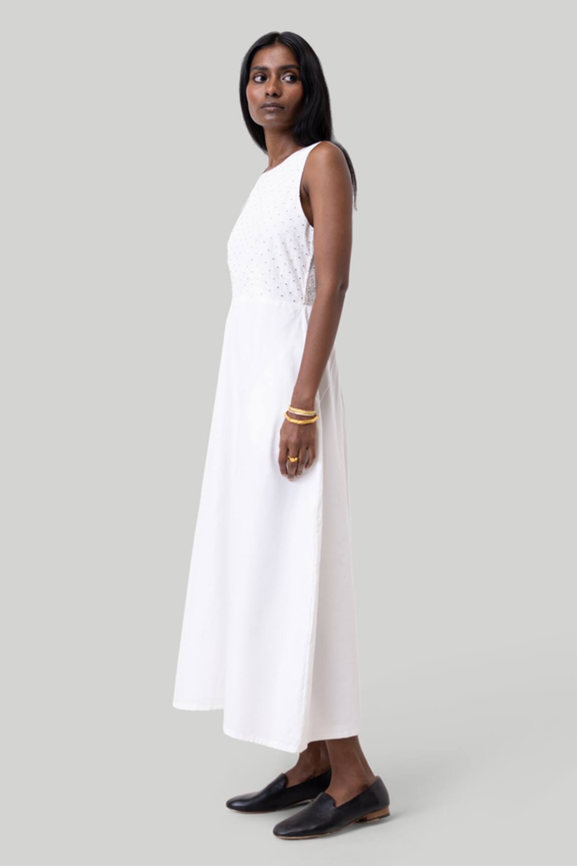 Reistor Coconut White Cross-Back Midi Dress 