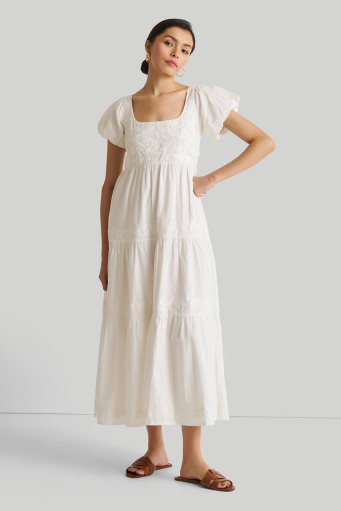 Reistor Embroidered Tiered Dress 