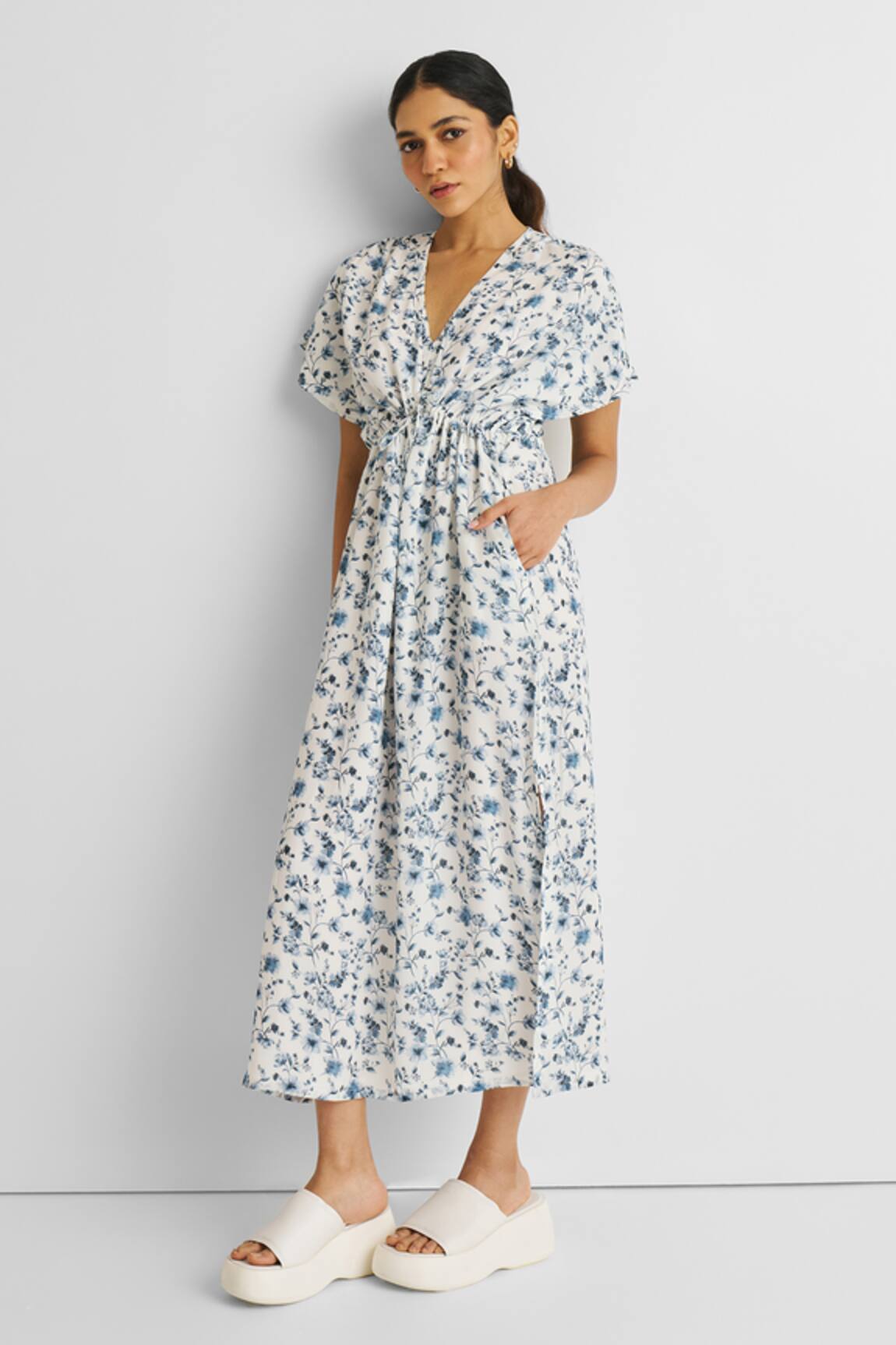 Reistor Floral Print Gathered Dress 