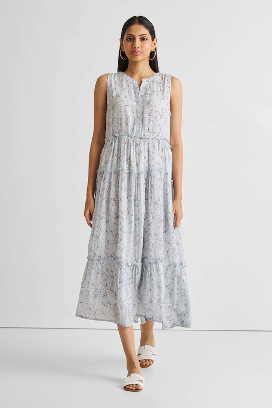 Reistor Floral Print Tiered Dress 