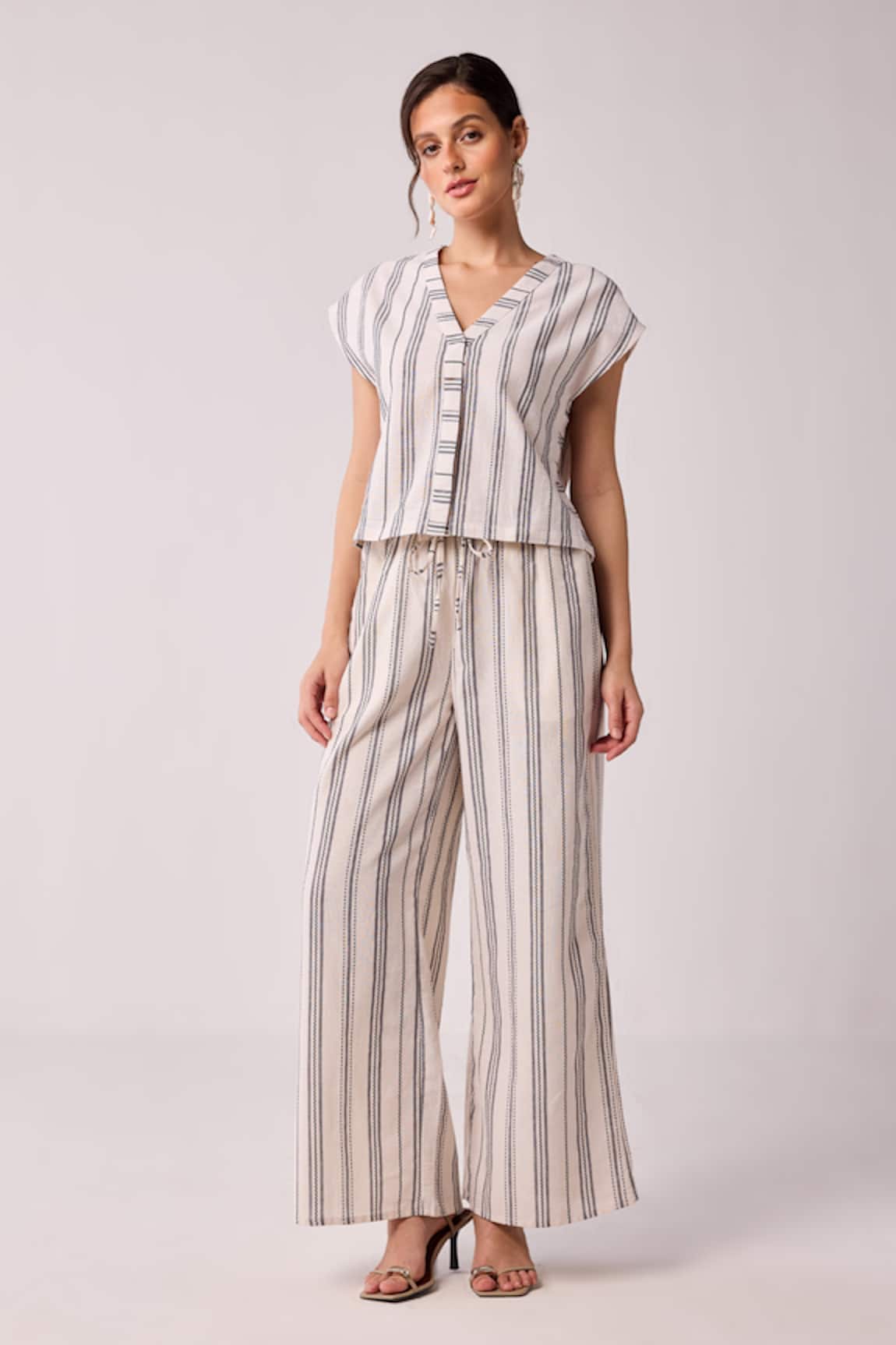 Reistor Striped Organic Cotton Wide Legged Pant
