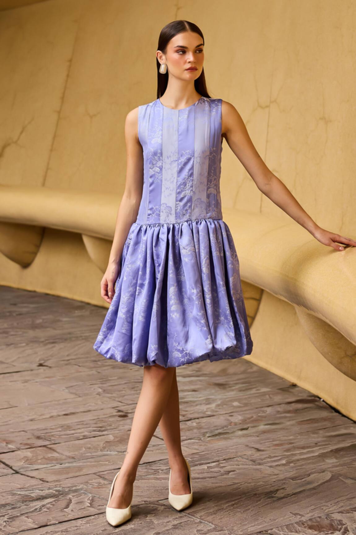 Therealb Jacquard Sleeveless Drop Waist Dress 