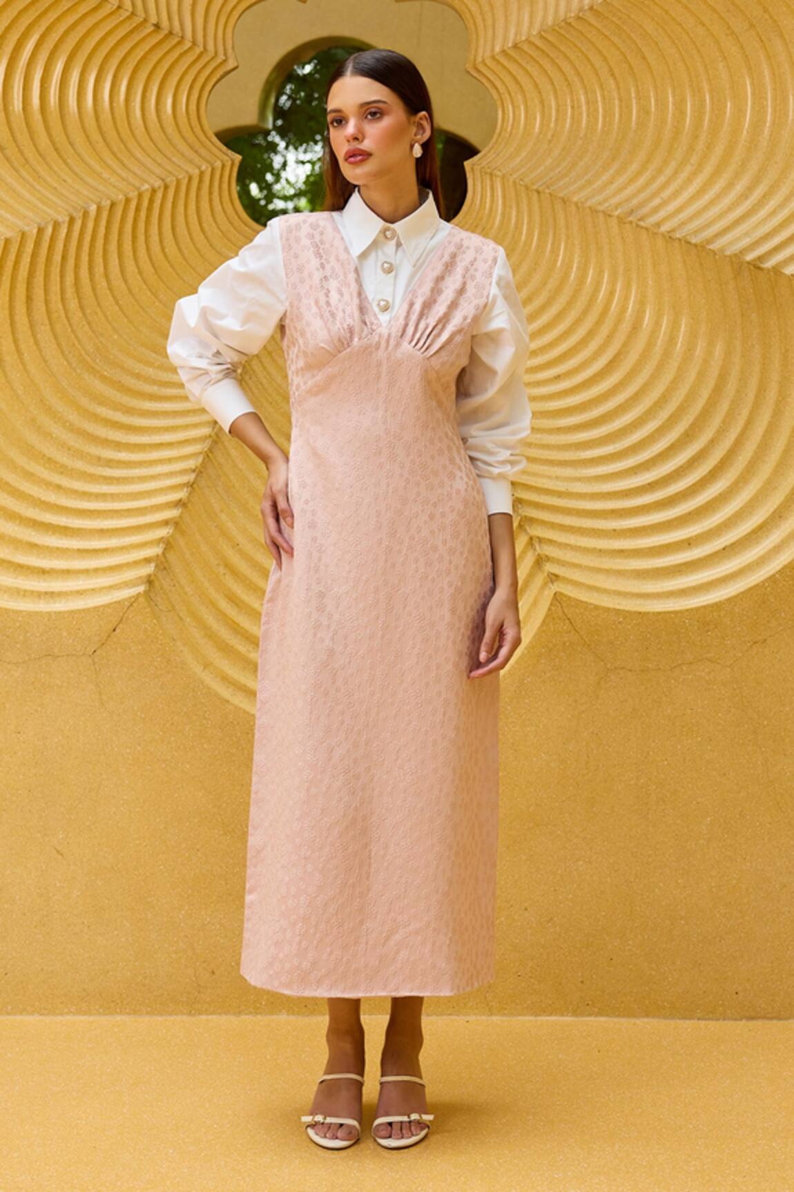 Therealb Jacquard V-Neck Midi Dress 
