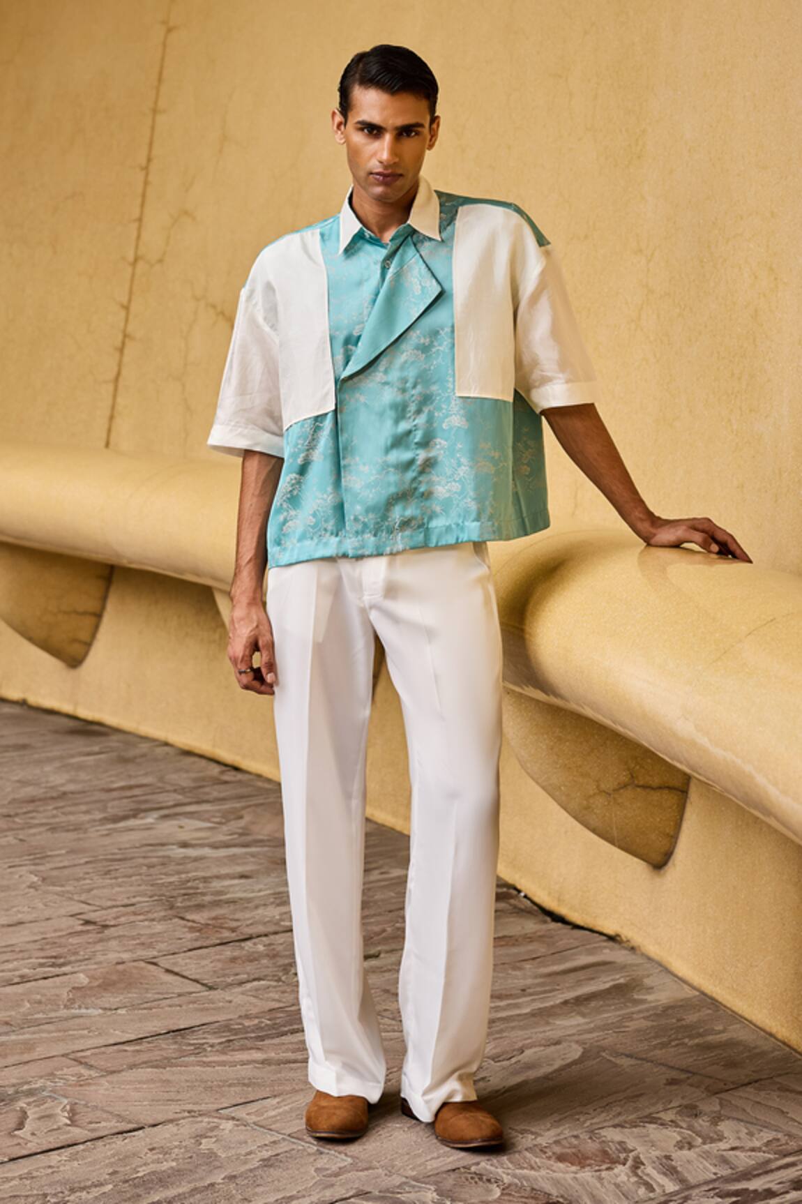 Therealb Jacquard Shirt With Overlap Panel 