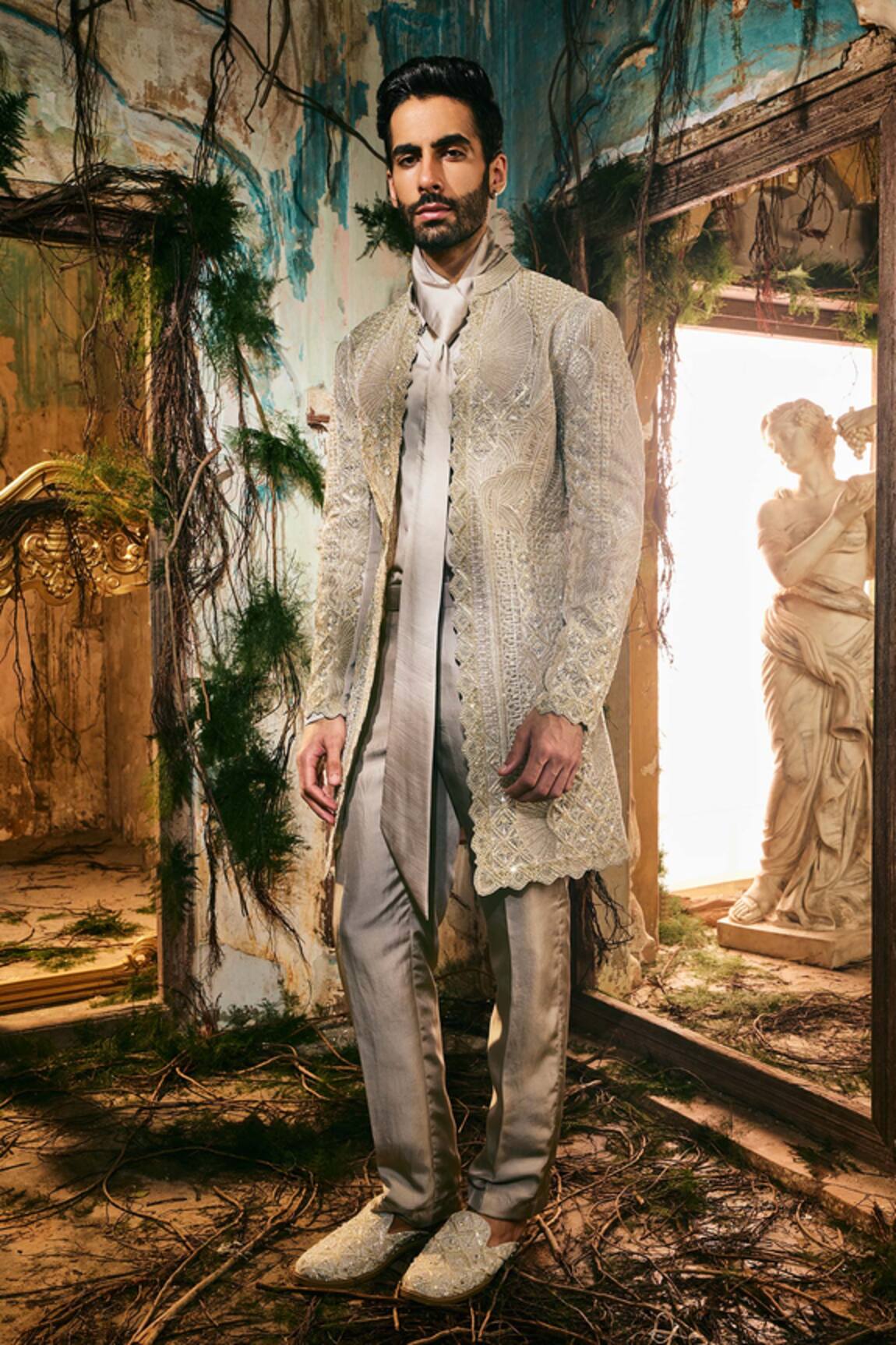 Varun Chakkilam Sovereign Embroidered Open Jacket, Shirt & Pant Set 