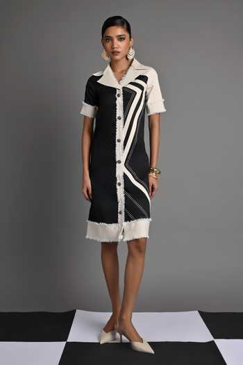Veera Wear Monochrome Wave Shirt Dress 