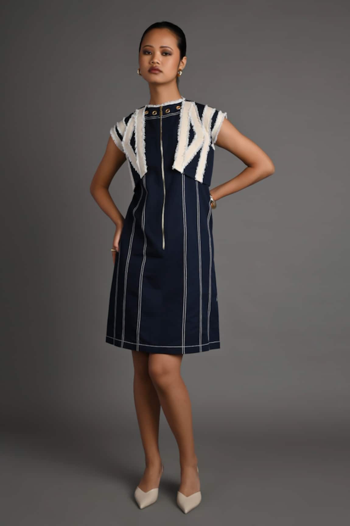 Veera Wear Harbor Stripe Dress With Jacket 
