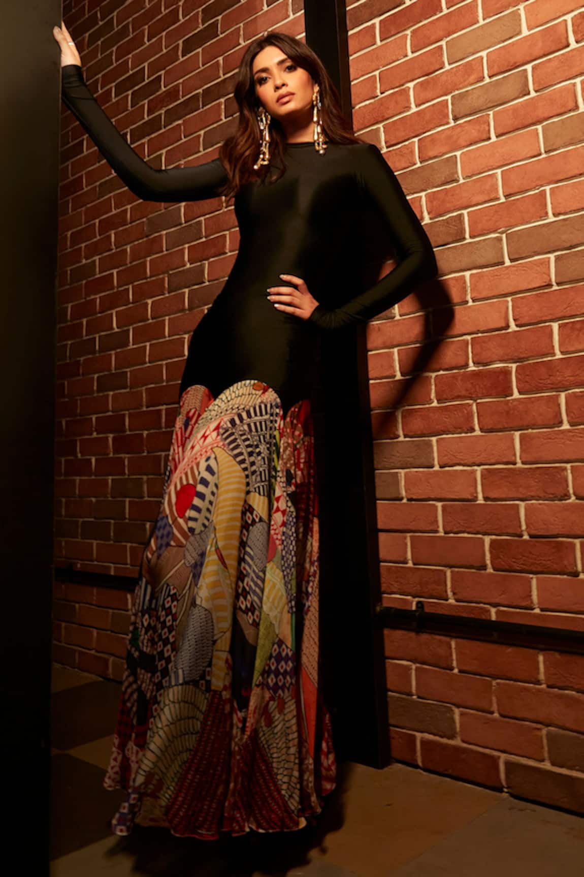 Saaksha & Kinni Black Spectrum Maeva Abstract Floral Print Dress 