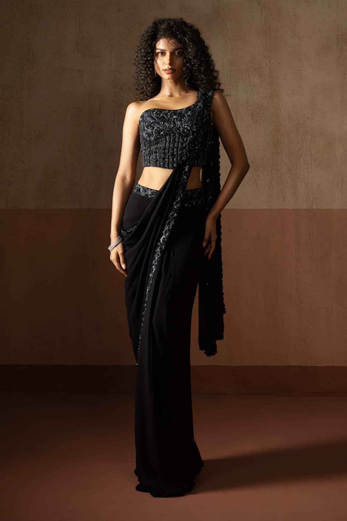 Quench A Thirst Embroidered Pre-Draped Saree & Blouse Set