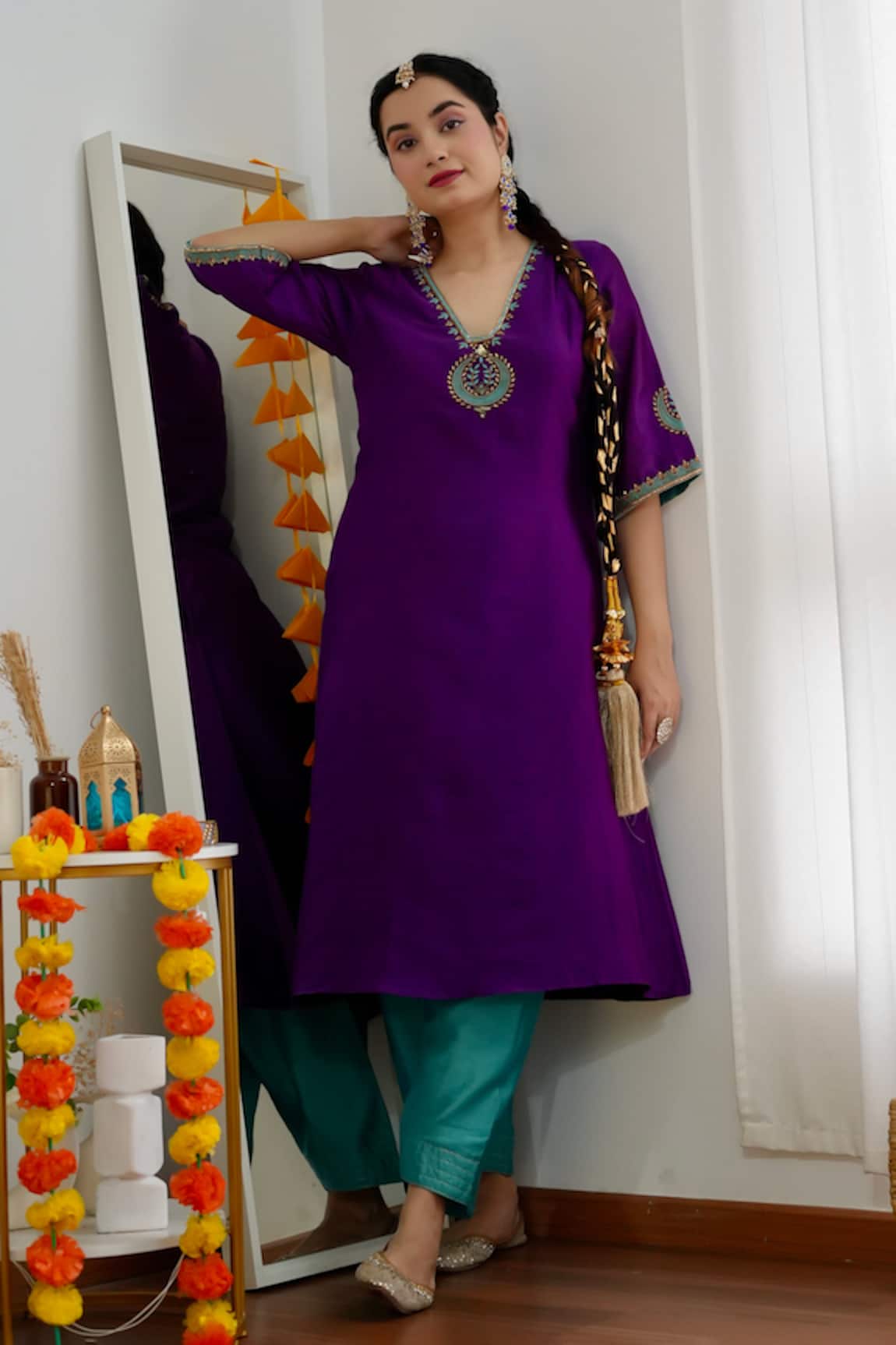 Label Flamingo By Vrinda Zari Hand Embroidered Kurta & Salwar Set