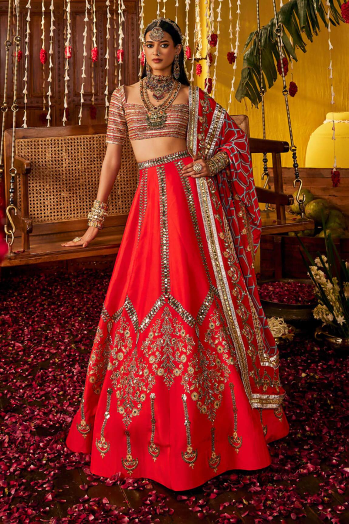 The Royaleum Lalima Embroidered Silk Blouse Lehenga & Dupatta 