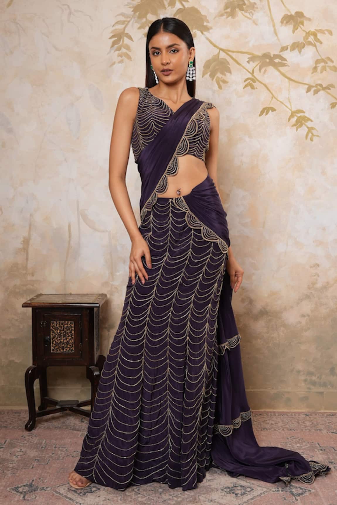 Libas Cafe by Nidhi & Ashish Fishcut Lehenga Saree With Blouse 