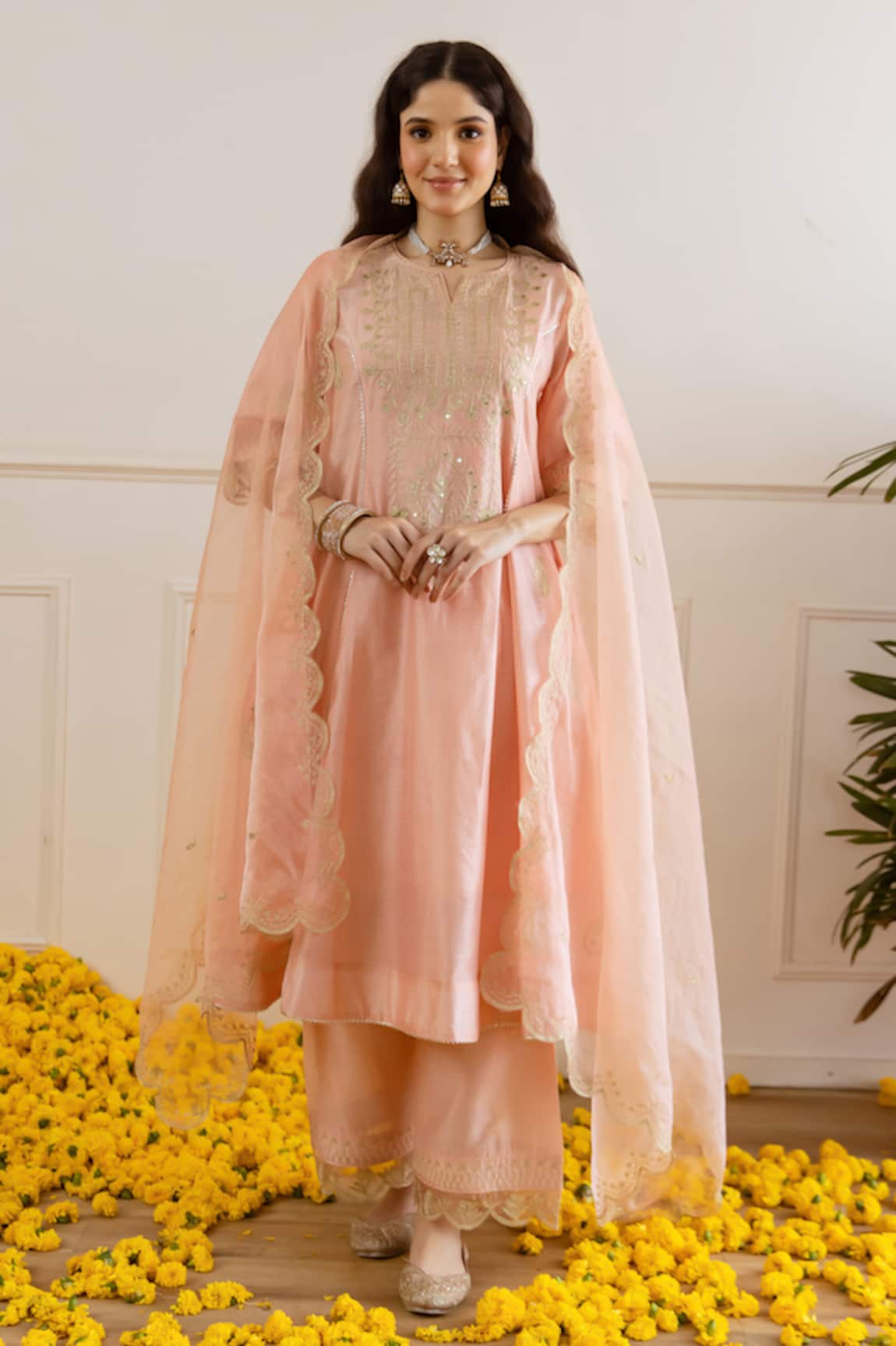 ASRUMO Chanderi Zari Embroidered Kurta Set