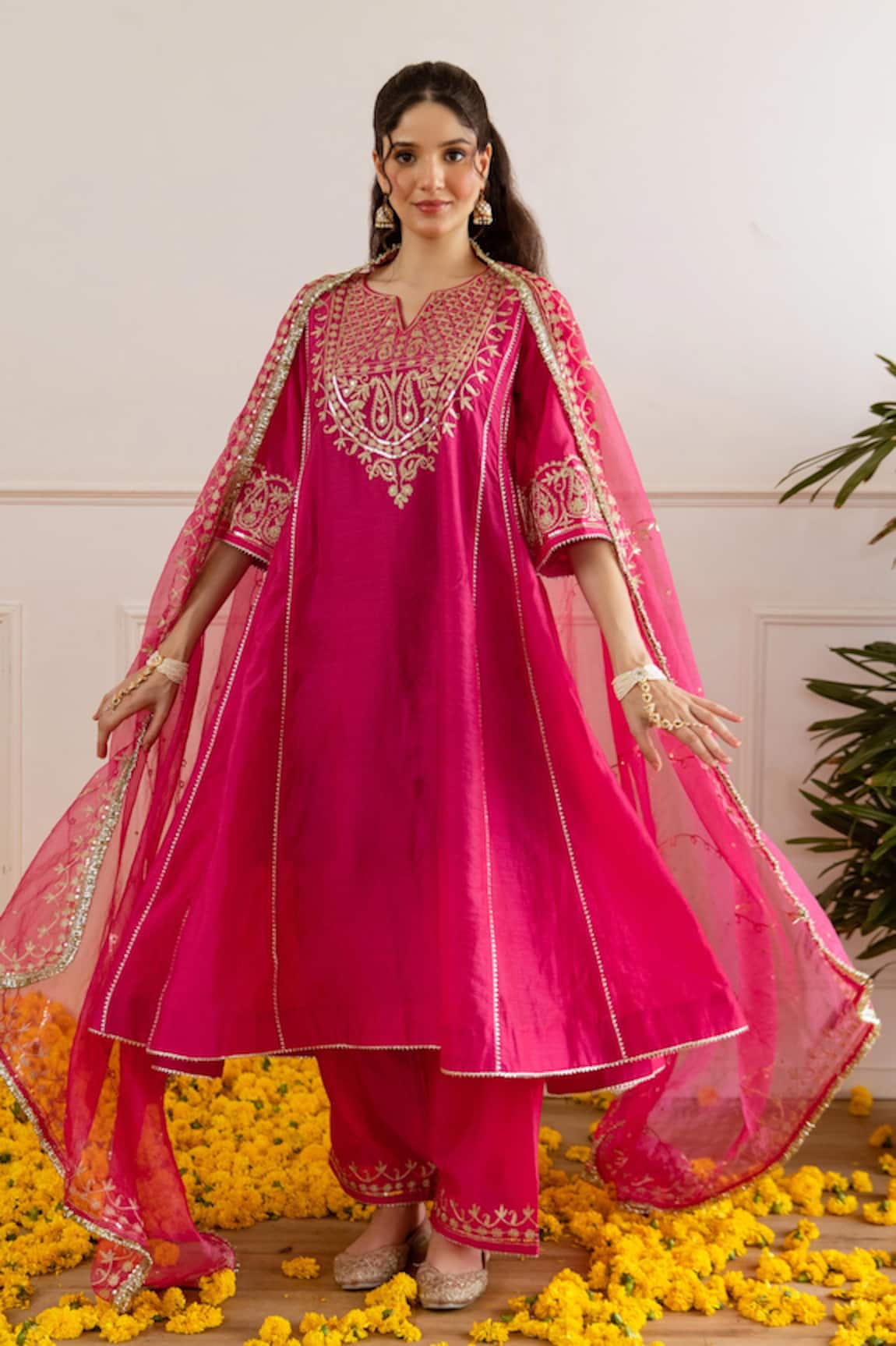 ASRUMO Chanderi Zari Embroidered Kurta Set