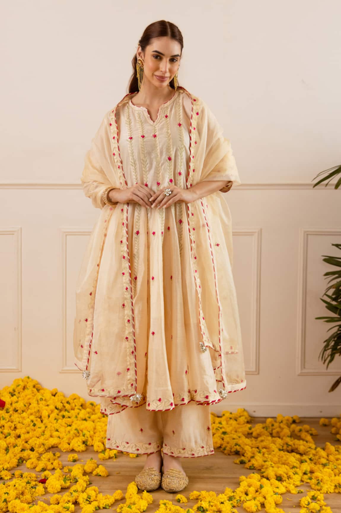 ASRUMO Chanderi Zari & Aari Embroidered Anarkali Set