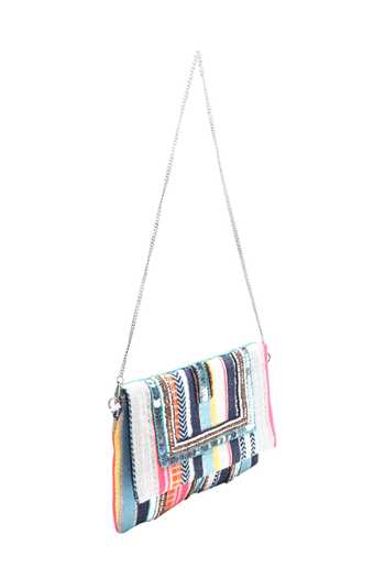 Nazaakat By Samara Singh Striped Embellished Clutch