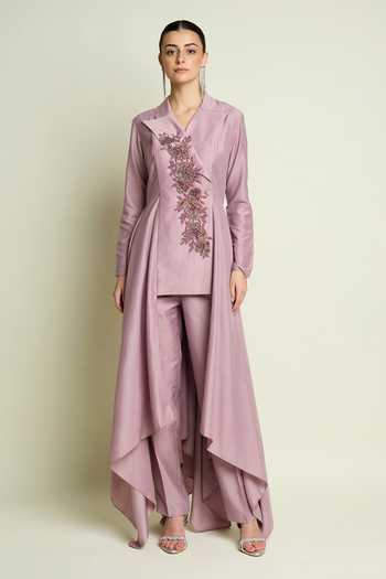 Aakaar Embroidered Asymmetric Blazer & Pant Set 