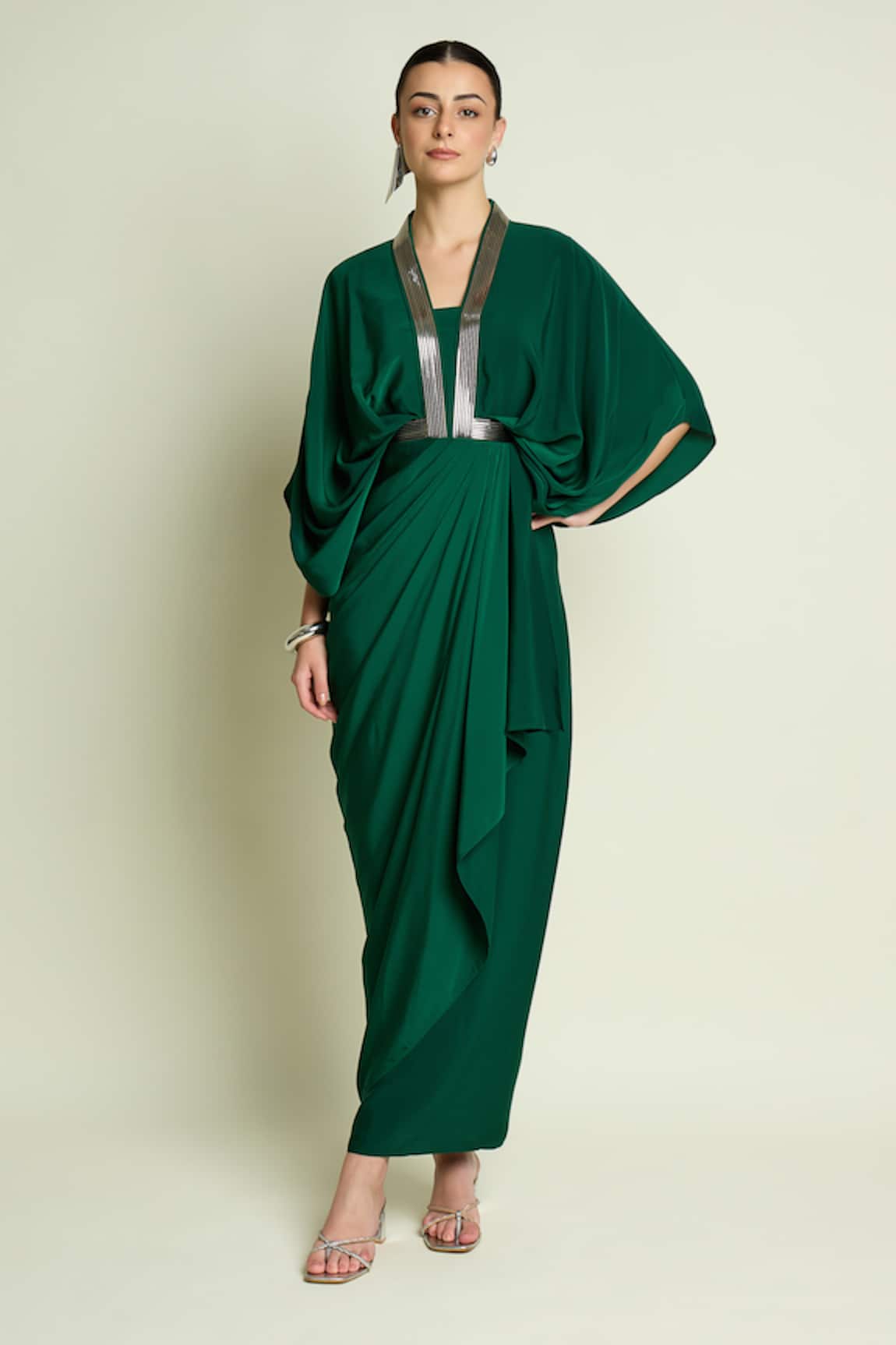 Aakaar Metallic Detail Draped Dress