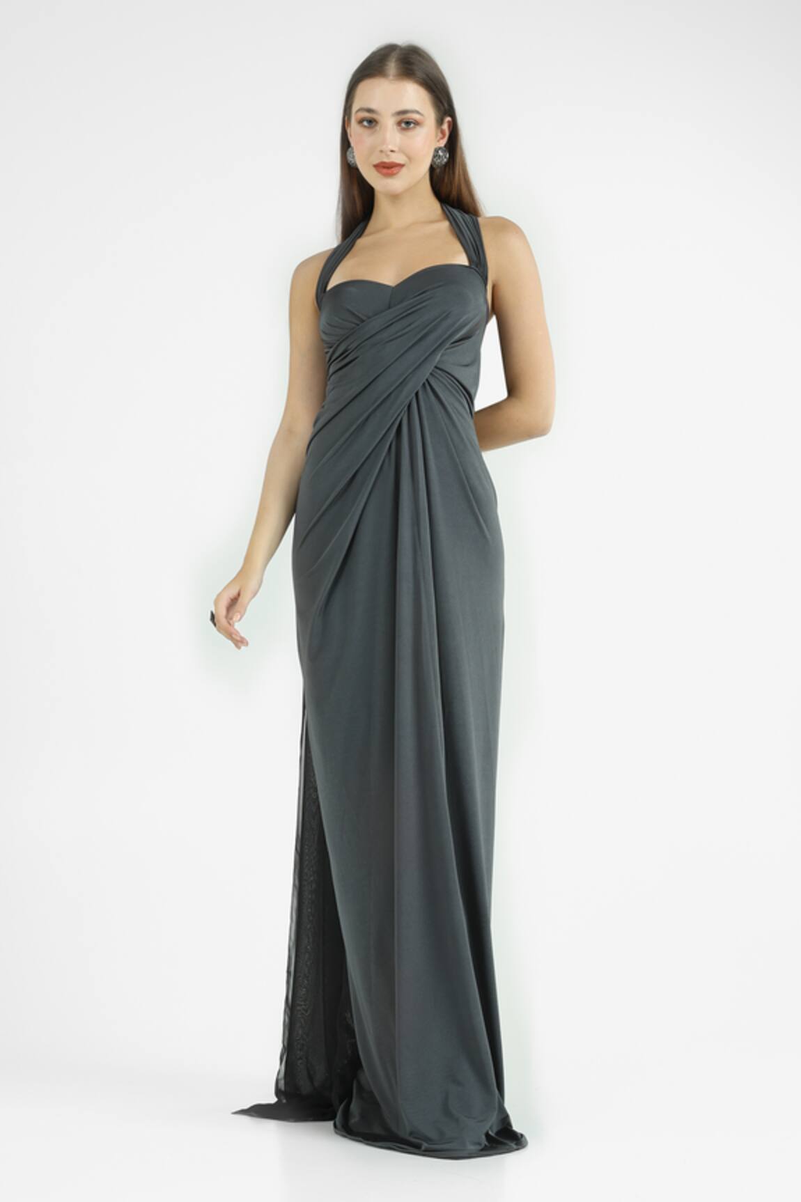 Cham Cham Halter Neck Draped Gown 