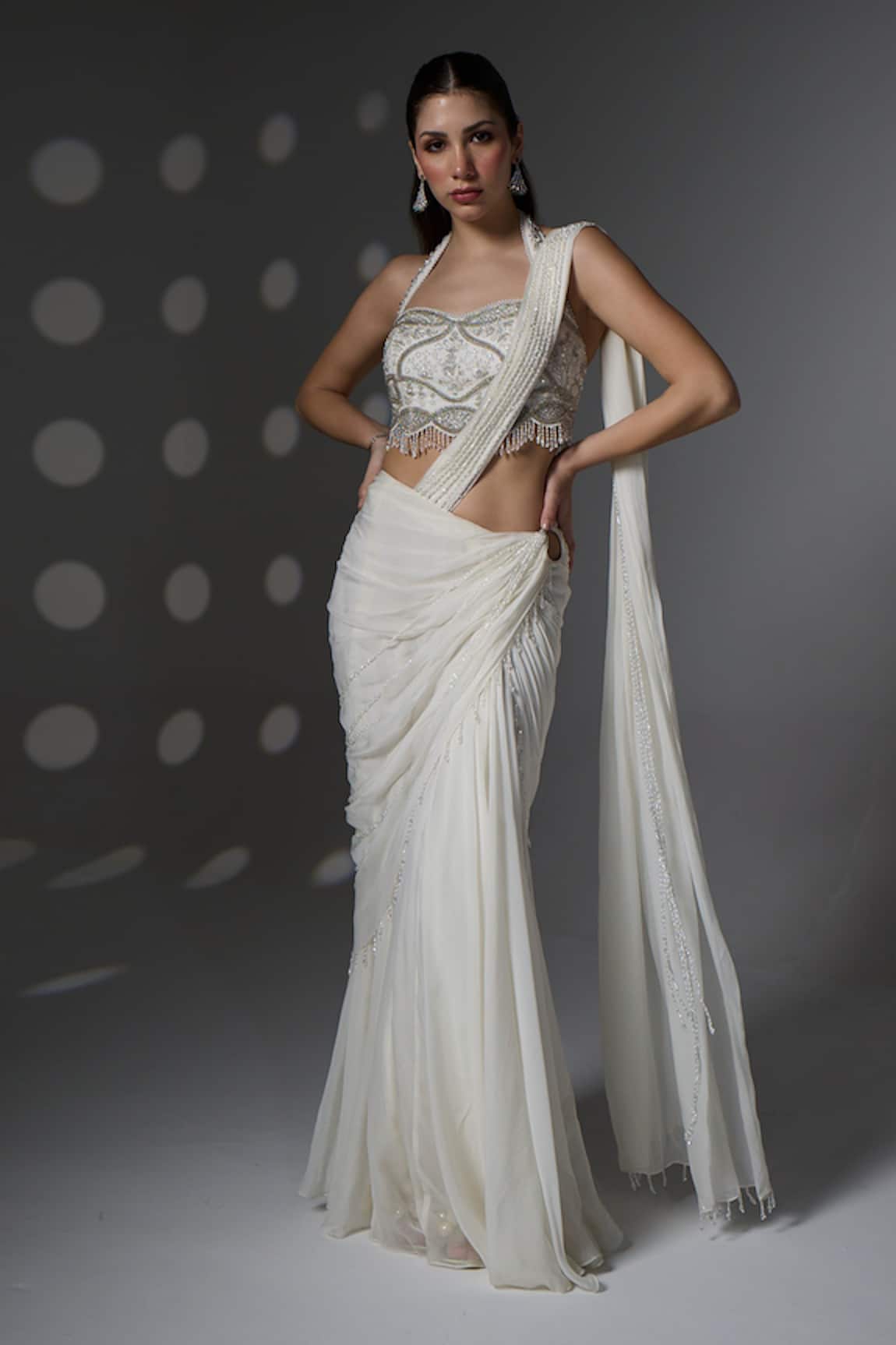 Jade By Ashima Anna Pre-Draped Saree With Blouse 