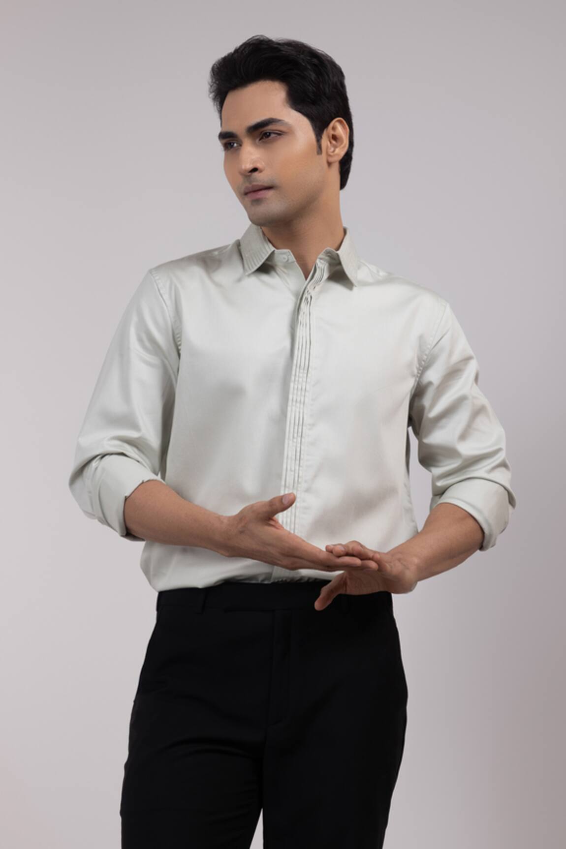 Yoseba Pleat Full-Sleeved Button-Down Shirt
