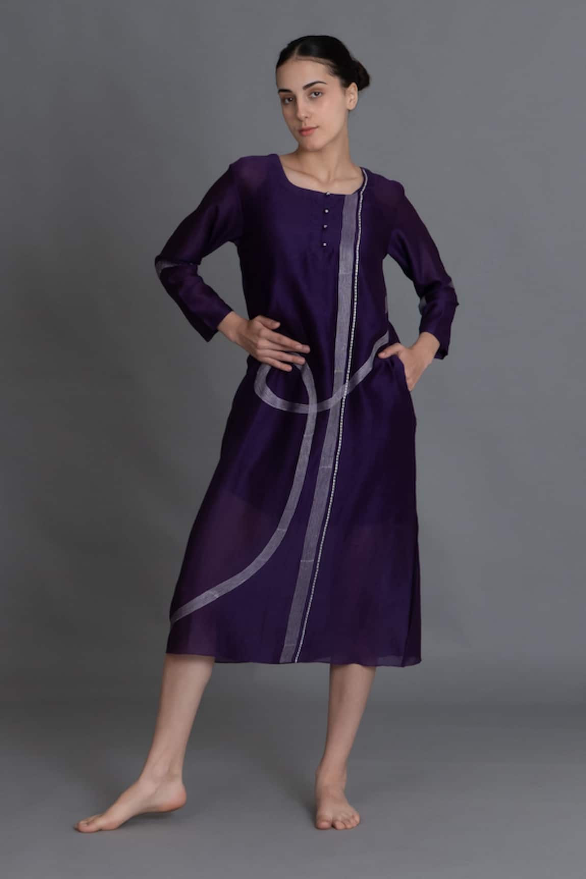 Khat Purple Embroidered Kurta