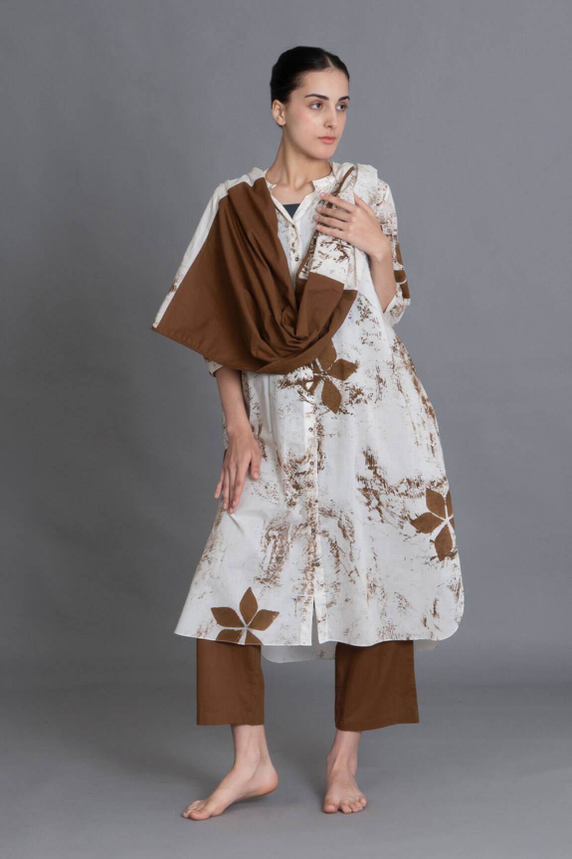 Khat Earthy Brown Print Kurta Set
