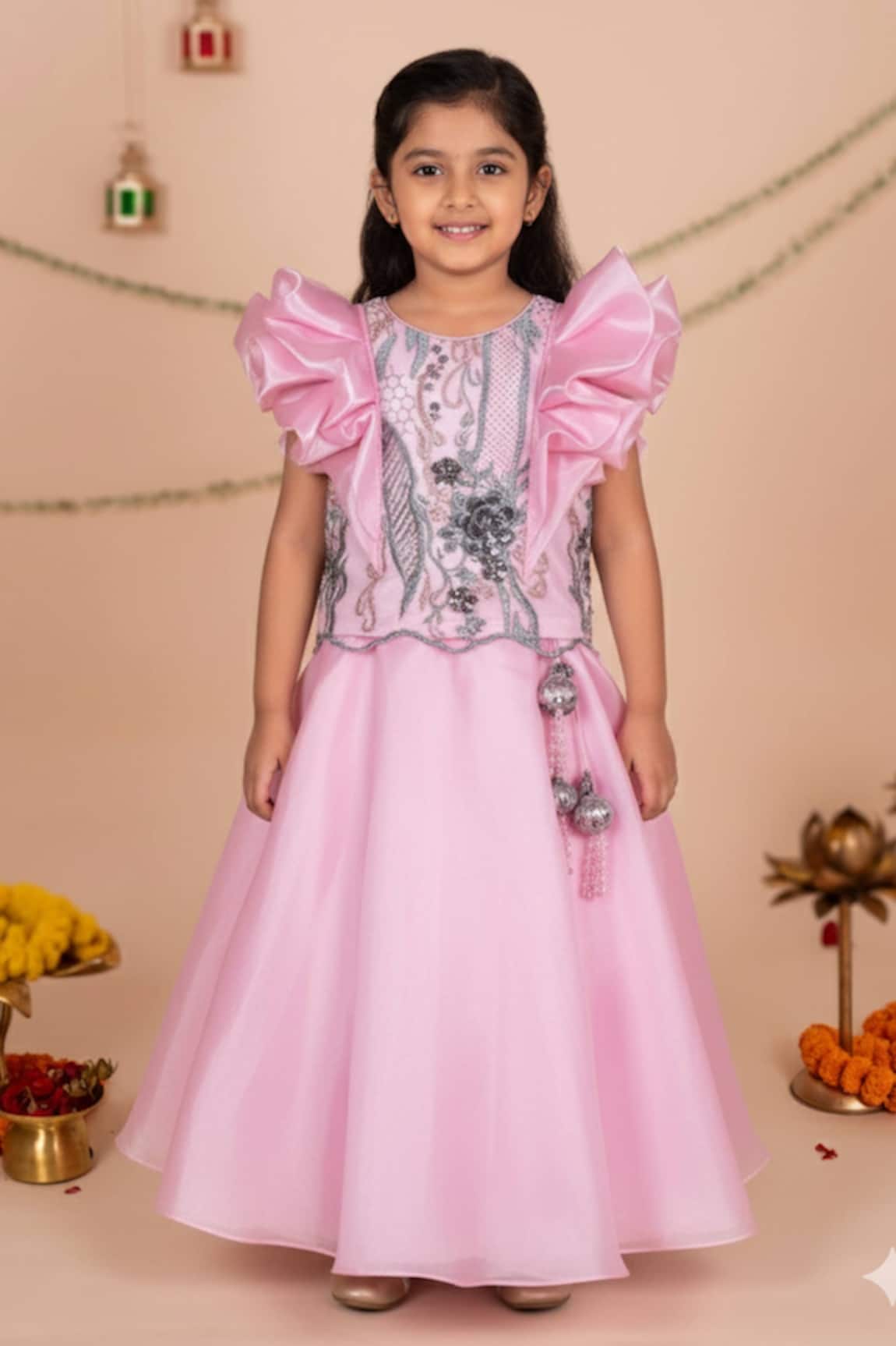 Toplove Ruffled Blouse & Flared Lehenga Set