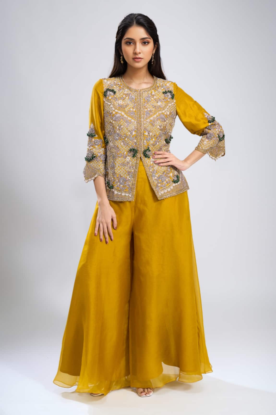 Prisho Embroidered Jacket & Palazzo Set