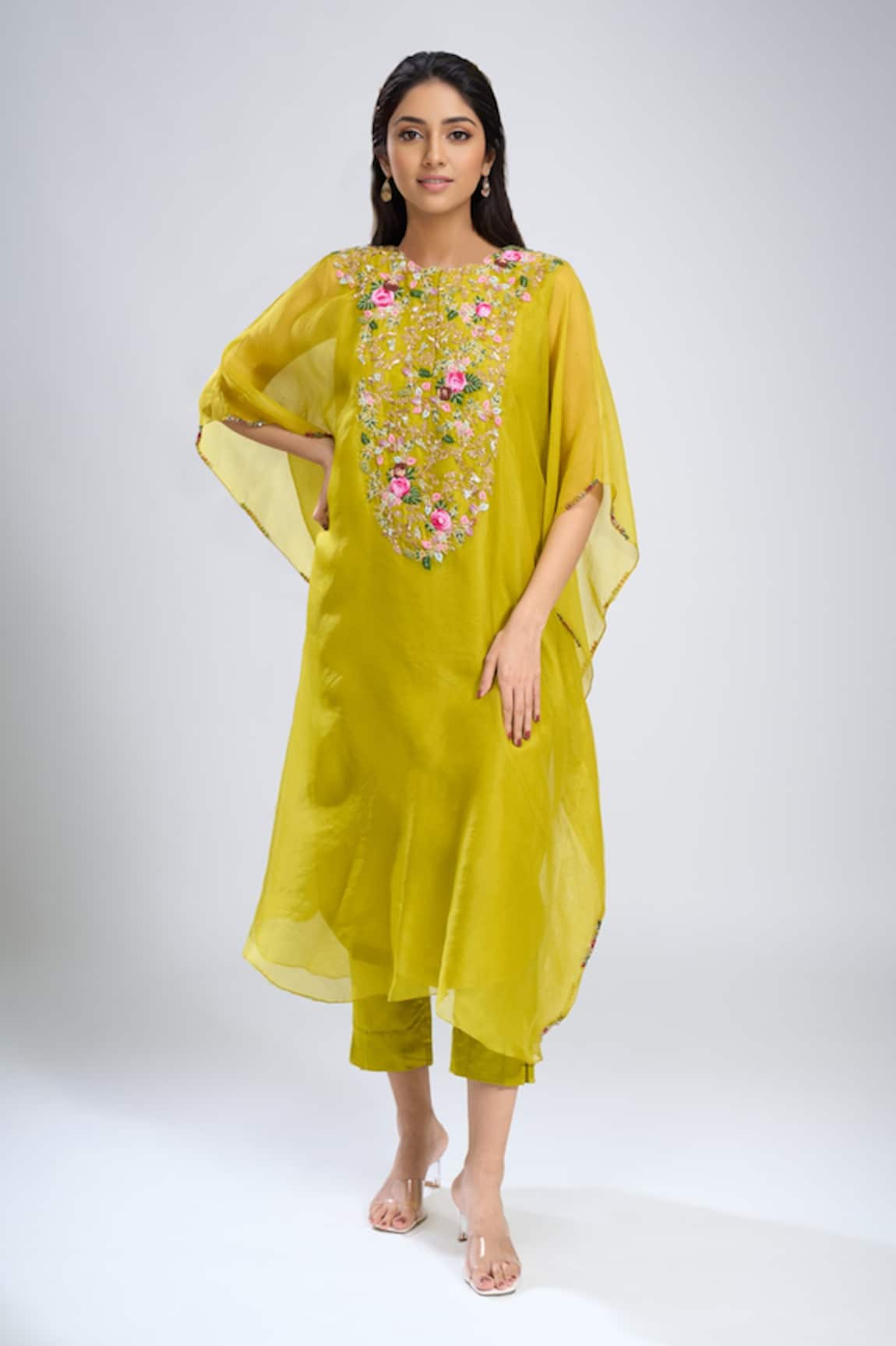 Prisho Dori Embroidered Kaftan Pant Set 