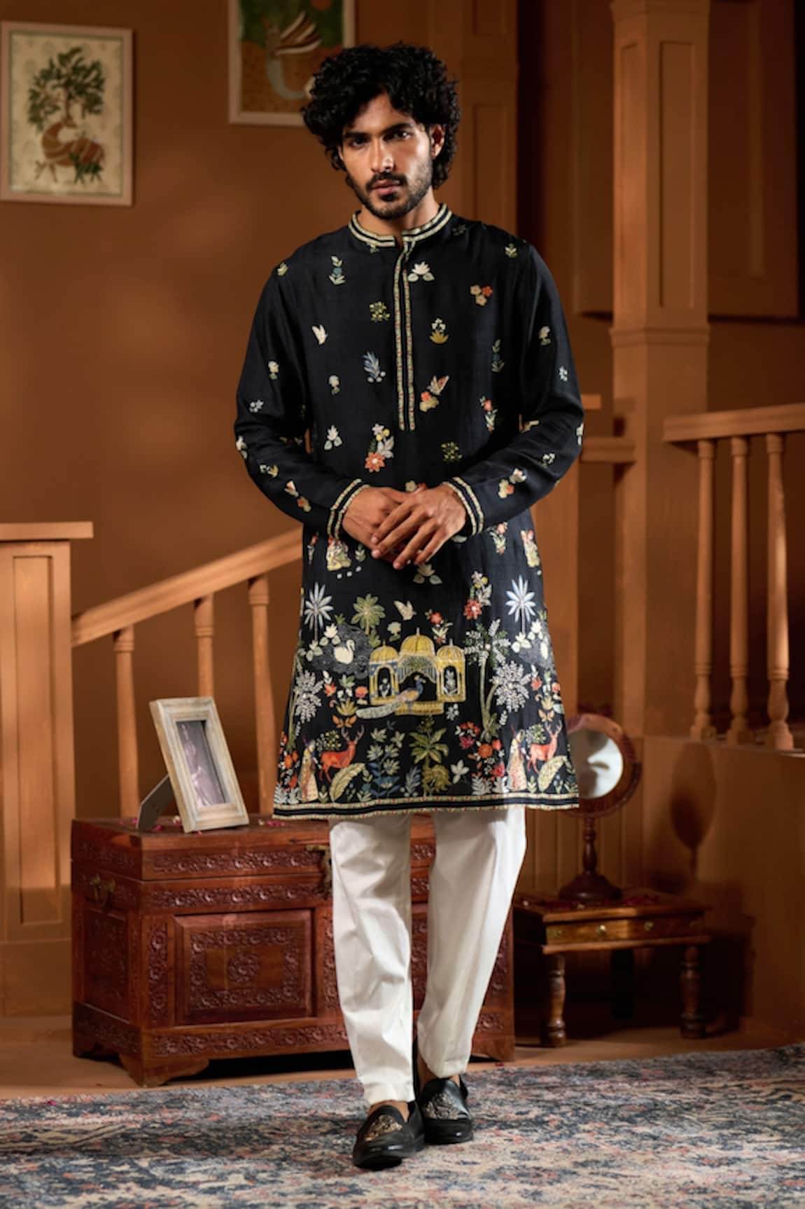 Taroob Printed Raw Silk Blend Kurta Set