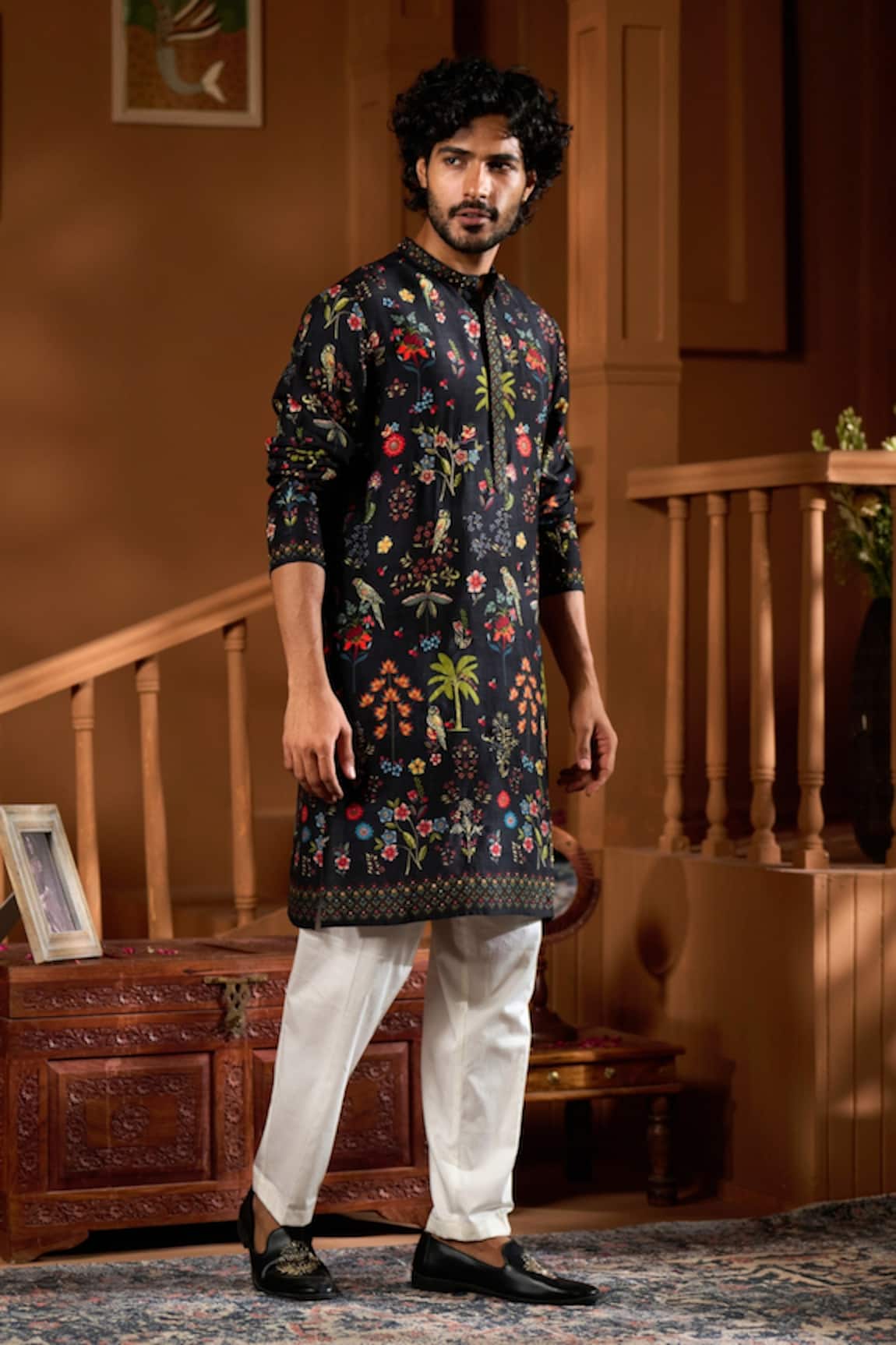 Taroob Jungle Motif Printed Kurta & Pajama Set