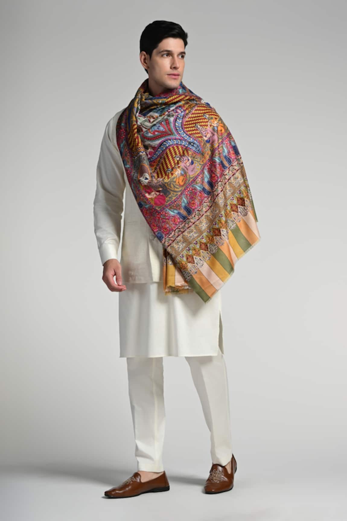 Taroob Taroob Royal Raj-Darbar Fine Wool Kalamkari Stole