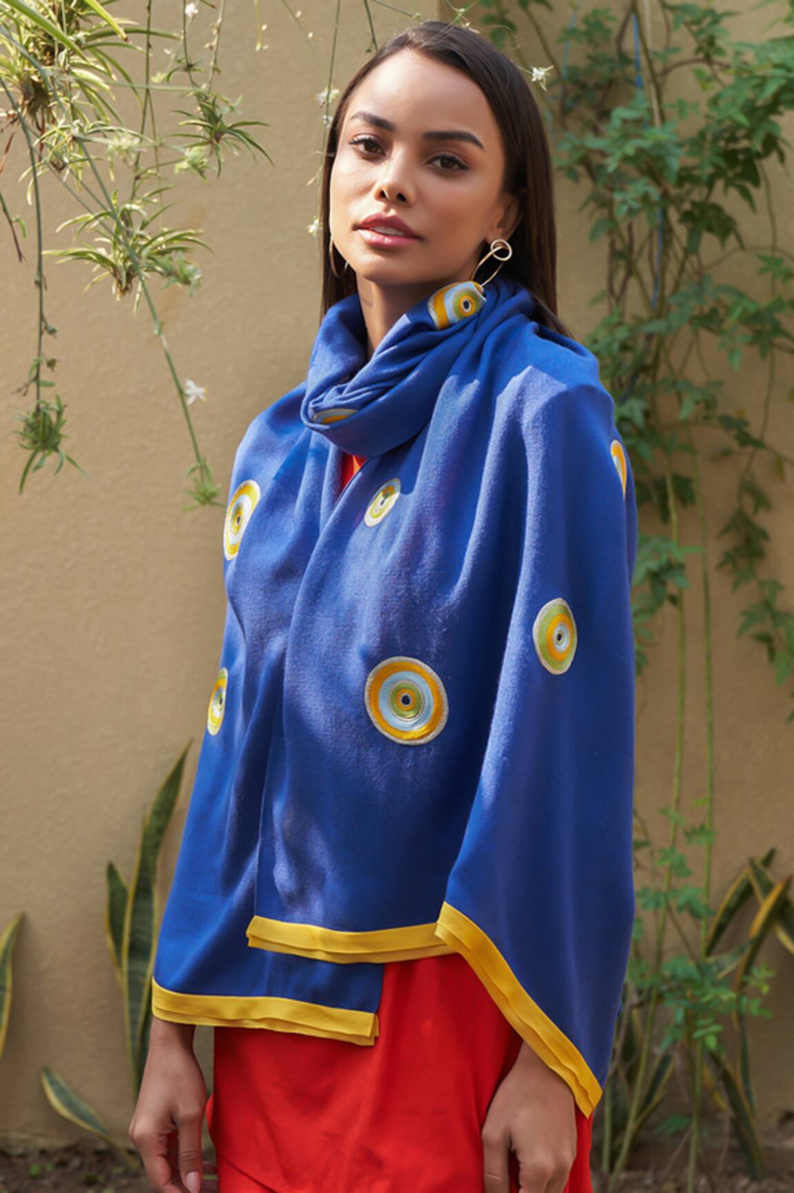 Mauli Cashmere The Evil Eye Evil Eye Motif Wool & Silk Stole