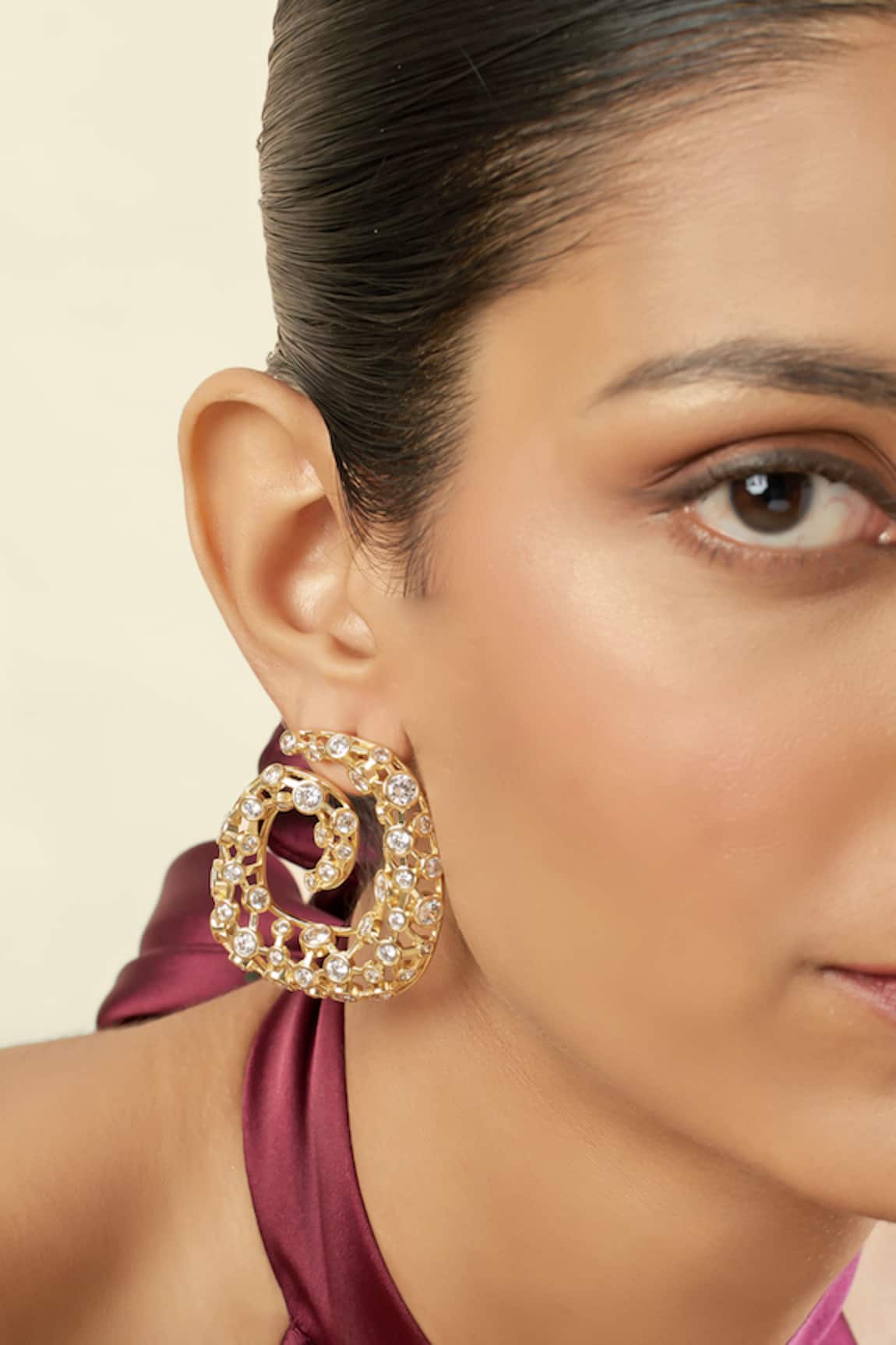 Isharya 18Kt Gold Plated Barroco Statement Stud Earrings 